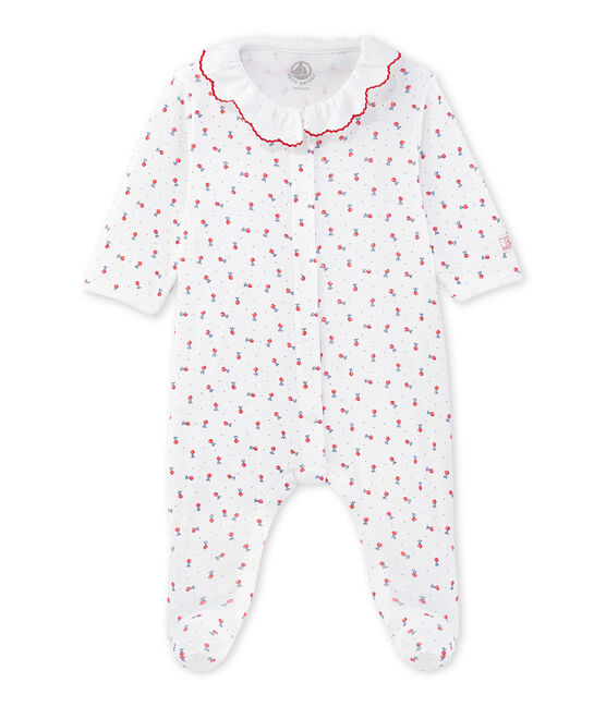 Tutina lunga per bebè bambina stampata bianco ECUME/rosso PEPS/ MULTICO