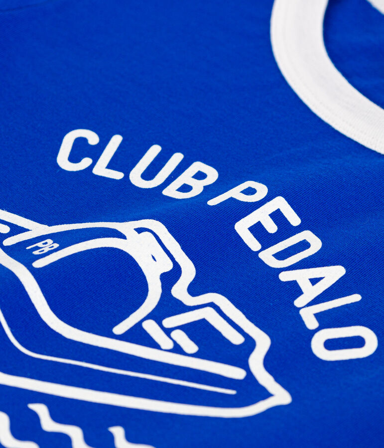 T-shirt bambino in cotone bambino stampato blu PERSE/bianco MARSHMALLOW