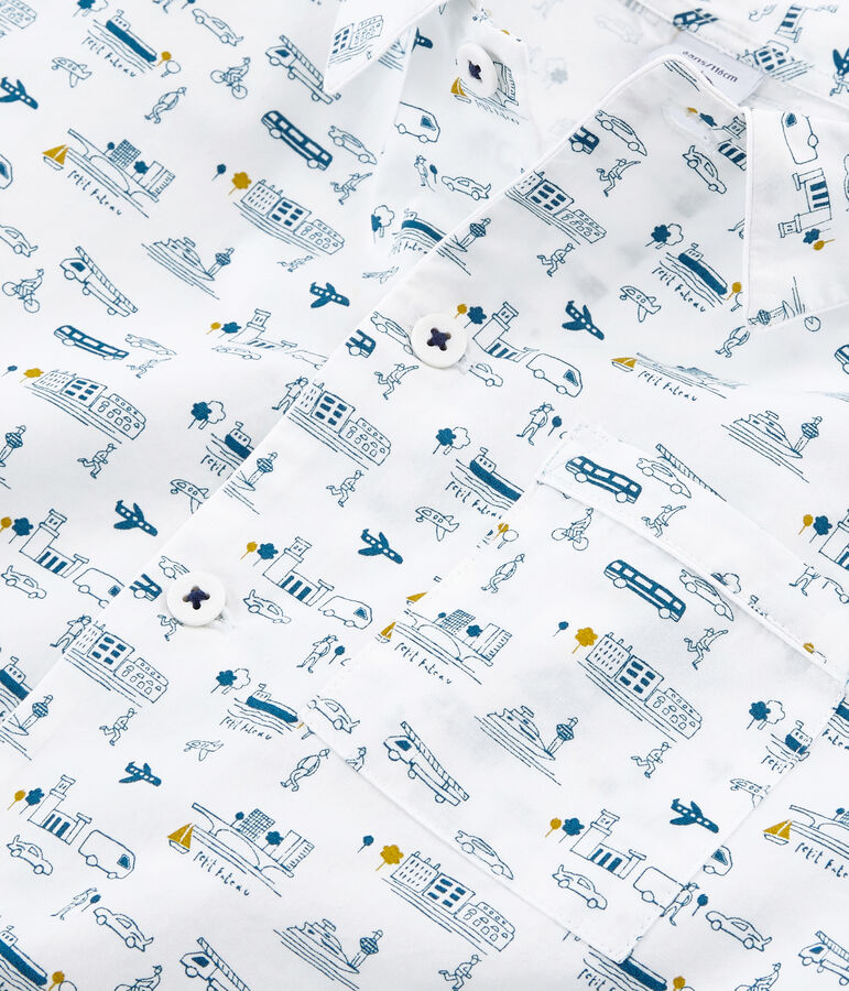 Pigiama bambino in tela bianco MARSHMALLOW/blu SHADOW