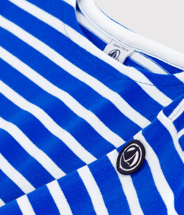 Maglia a righe a maniche lunghe in cotone unisex blu/bianco
