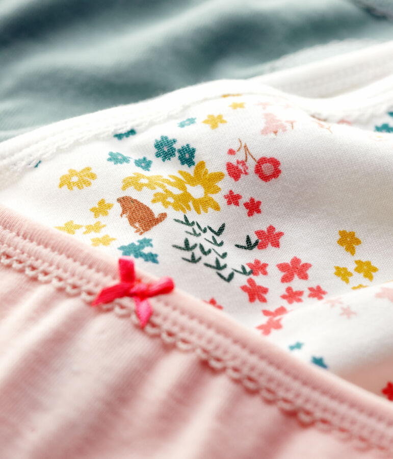 Confezione da 3 slip bambina in cotone biologico multicolore