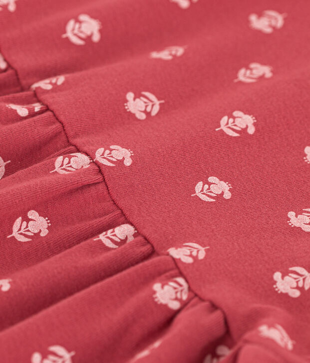 Abito beb&egrave; a maniche corte in cotone stampato rosa/ecru