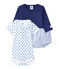 Coordinato 3 pezzi per bebé maschio blu CHALOUPE/bianco ECUME/ PERSE