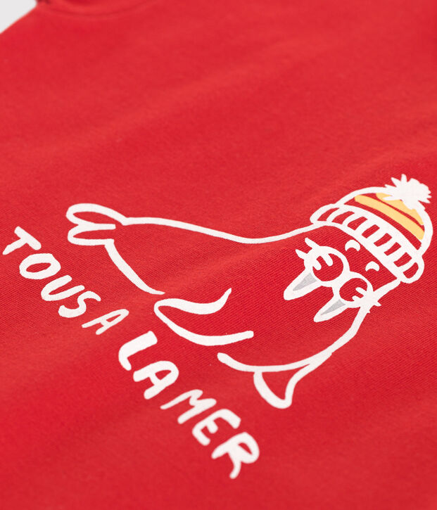 T-shirt a maniche corte in cotone tinta unita neonato rosso