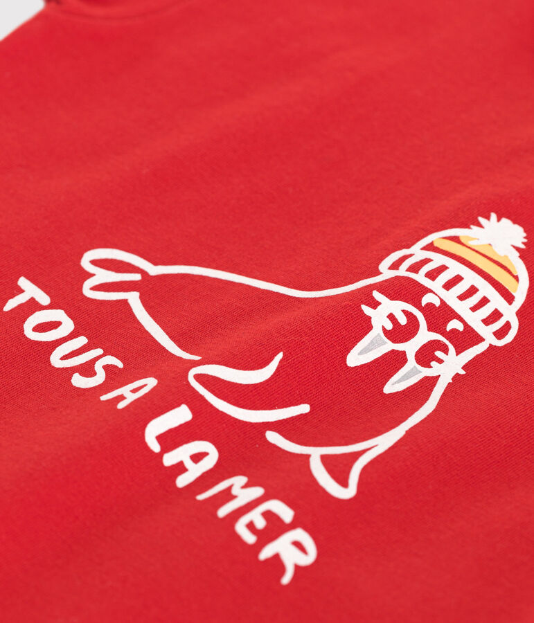 T-shirt a maniche corte in cotone tinta unita neonato rosso