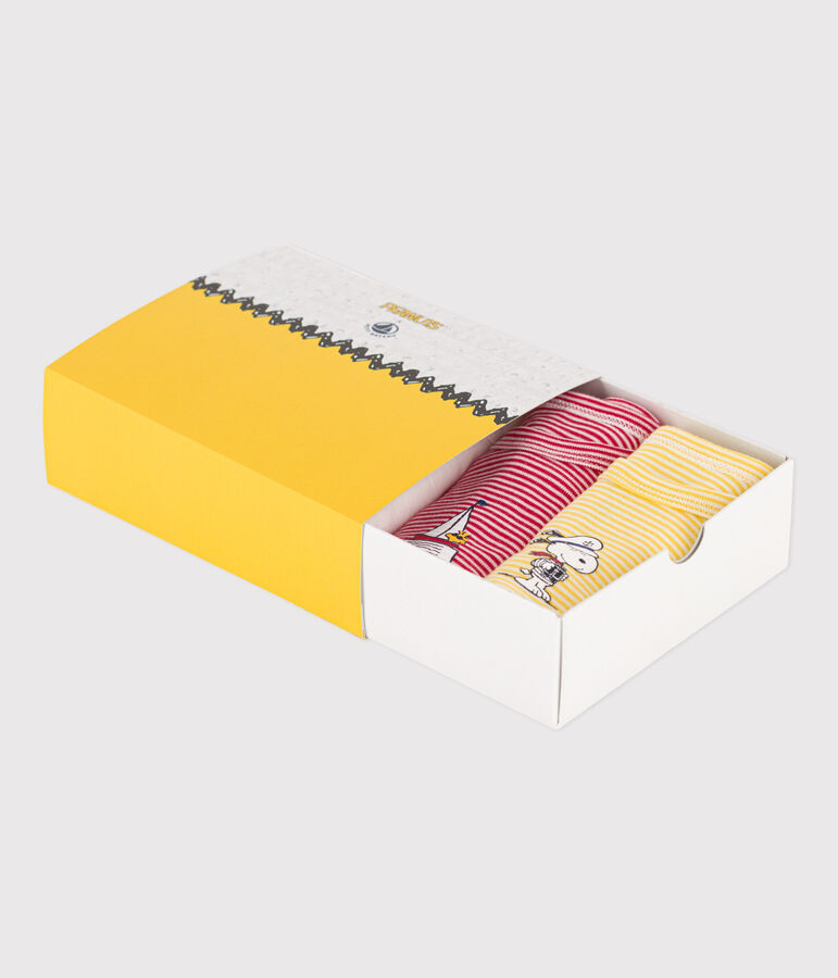 Confezione da 3 body beb&egrave; a maniche corte in cotone Petit Bateau X Snoopy multicolore