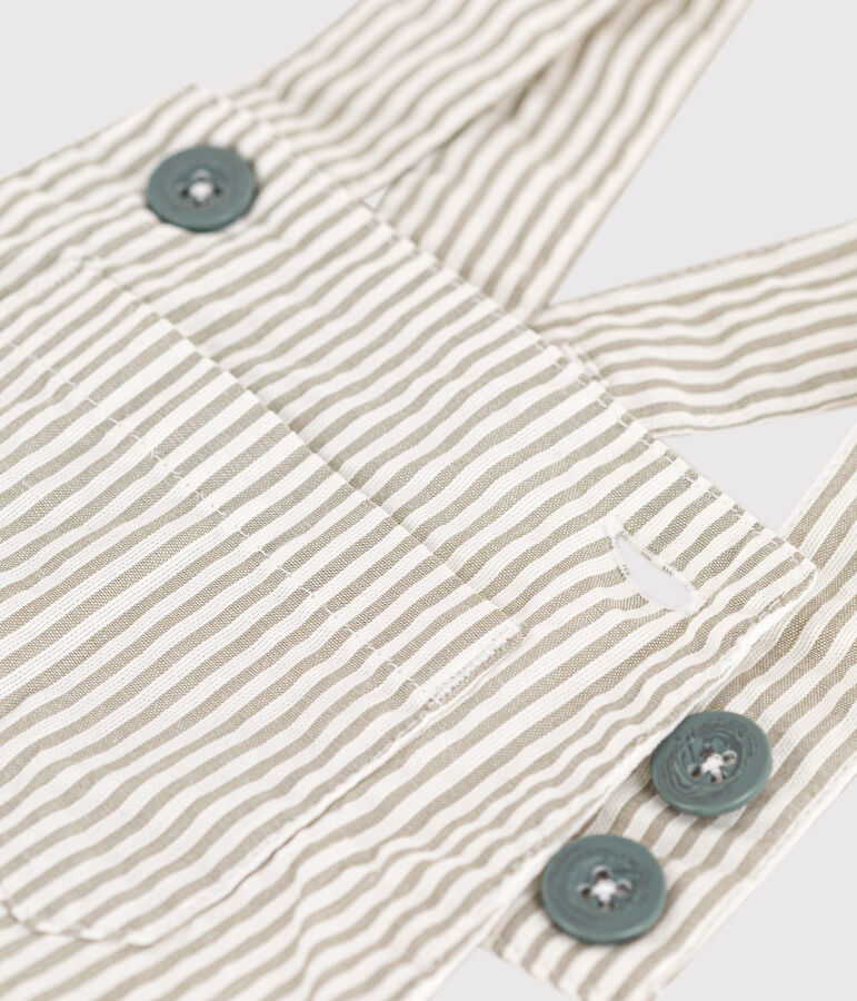 Salopette corta beb&egrave; in seersucker MARECAGE/ MARSHMALLOW