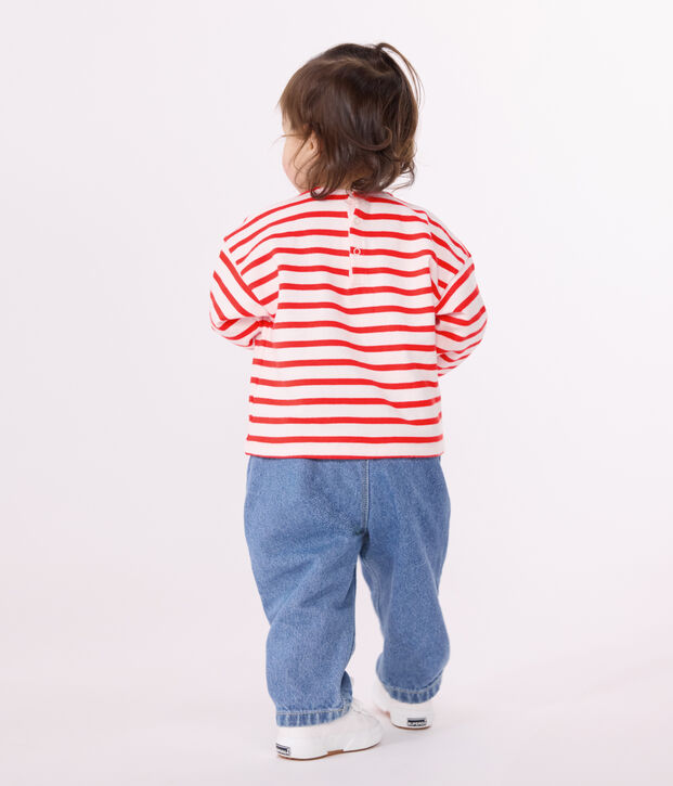 Top da marinaio per neonati in cotone spesso rosa/rosso
