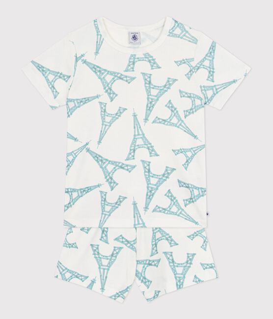 Pigiama corto in cotone con stampa Tour Eiffel bambino bianco MARSHMALLOW/bianco MULTICO
