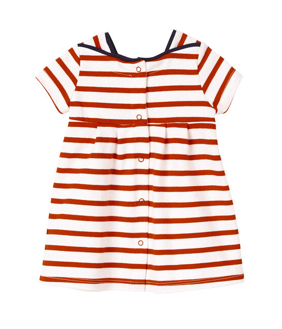 Robe bébé fille en jersey lourd rayé bianco LAIT/rosso PEPS