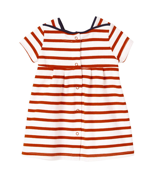 Robe b&eacute;b&eacute; fille en jersey lourd ray&eacute; bianco/rosso
