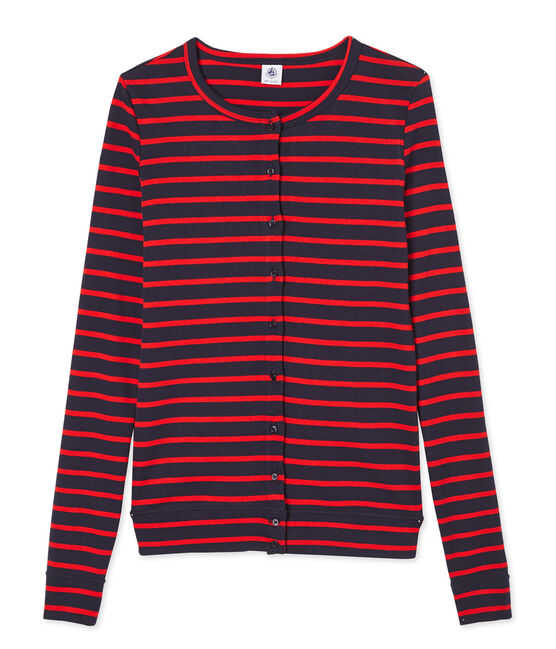 Cardigan donna iconico a righe blu SMOKING/rosso PEPS
