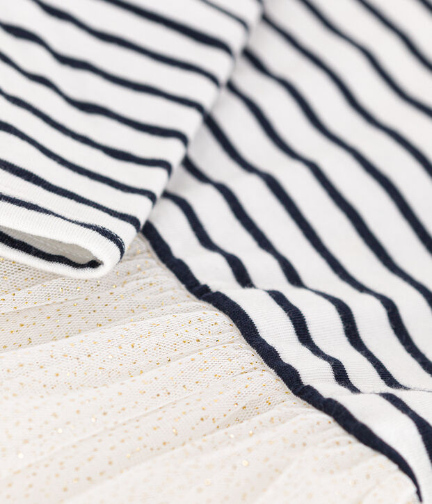 Abito in tubique a righe e tulle neonato bianco/multicolore