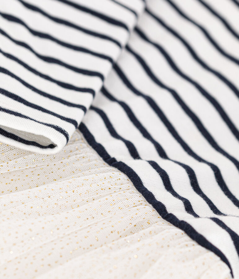 Abito in tubique a righe e tulle neonato bianco/multicolore