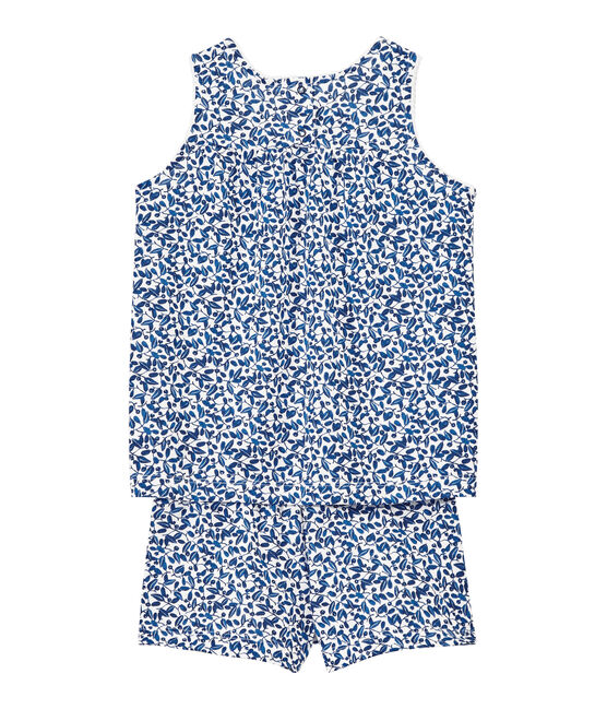 Pigiama corto bambina in jersey leggero stampato bianco ECUME/bianco MULTICO