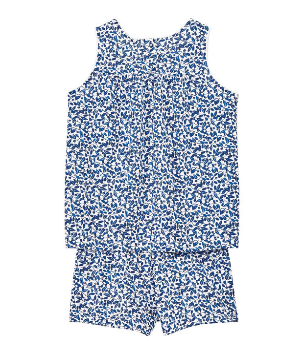 Pigiama corto bambina in jersey leggero stampato bianco/multicolore