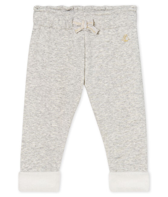 Pantalone bebè femmina in maglia di velluto grigio BELUGA CHINE CN
