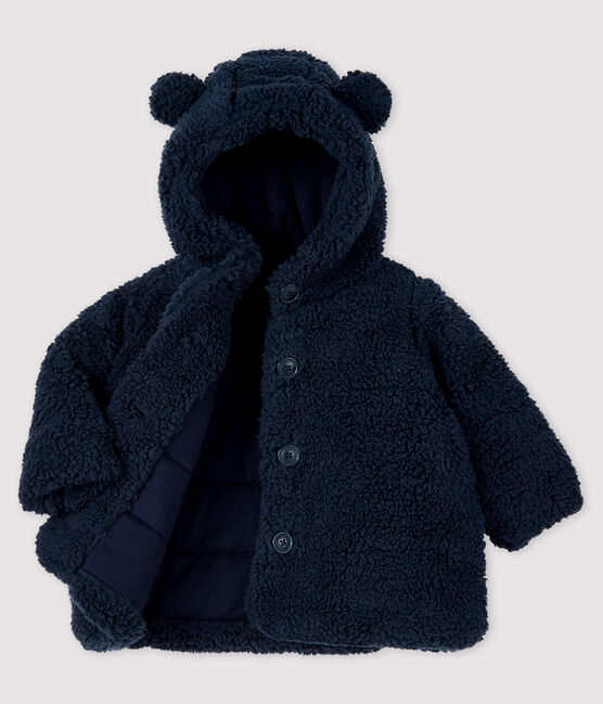 Cappotto bebè femmina in sherpa blu SMOKING