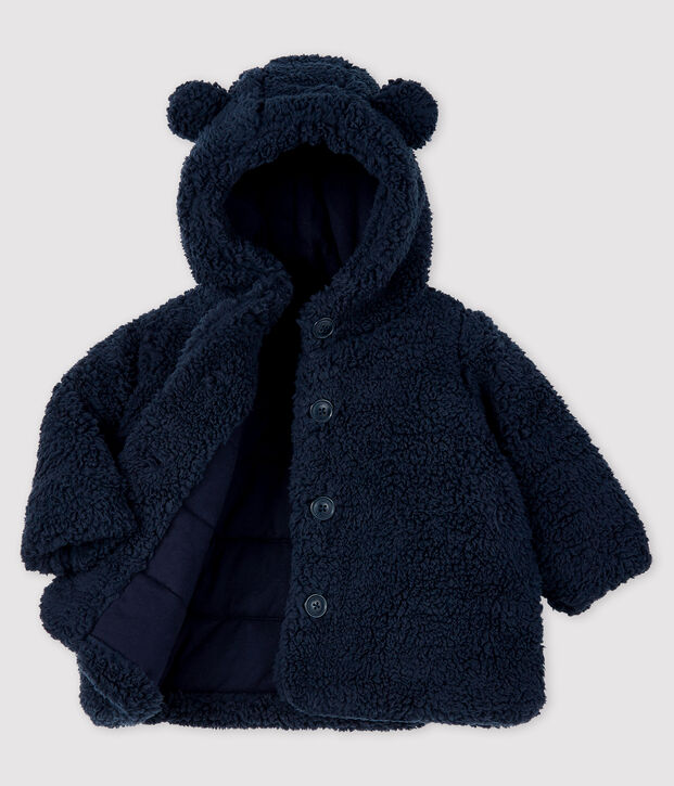 Cappotto beb&egrave; femmina in sherpa blu