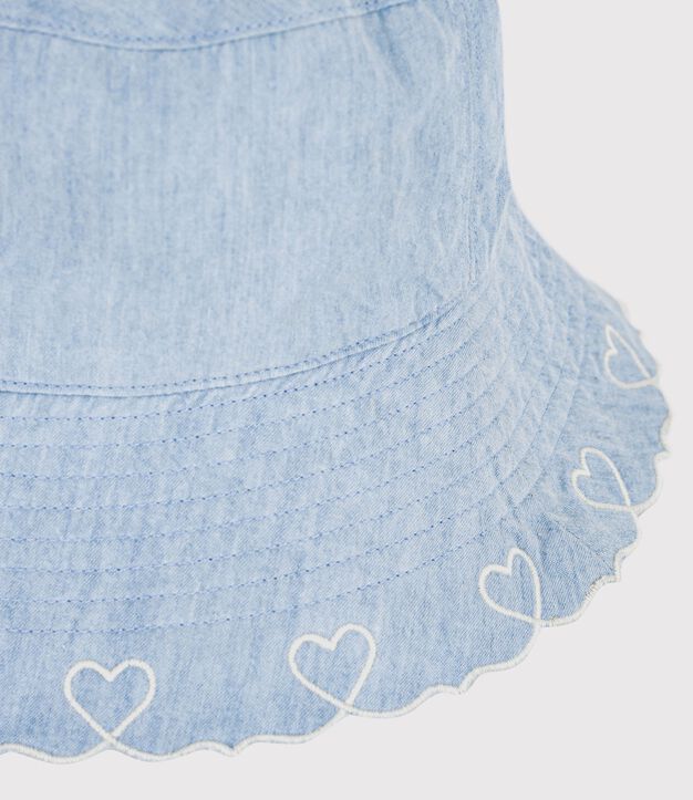 Cappellino in chambray bambina blu
