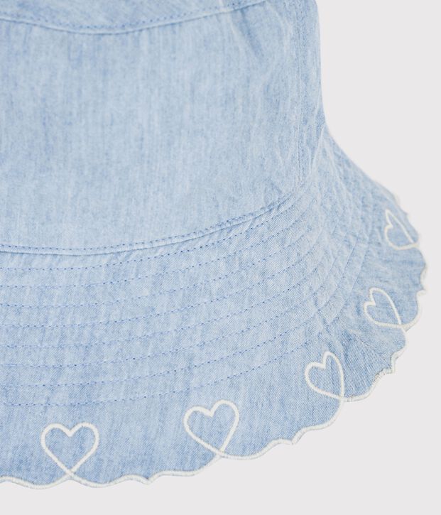 Cappellino in chambray bambina blu