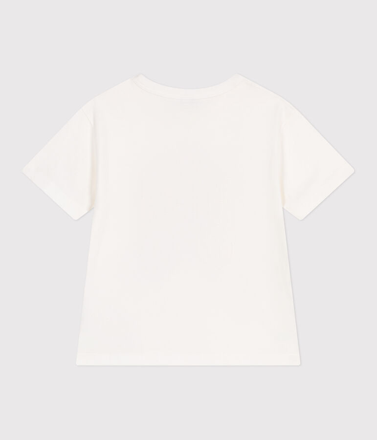 T-shirt a maniche corte in cotone con stampa bambino bianco