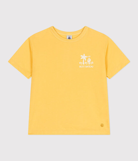 T-shirt a maniche corte in cotone con stampa bambino giallo ORGE