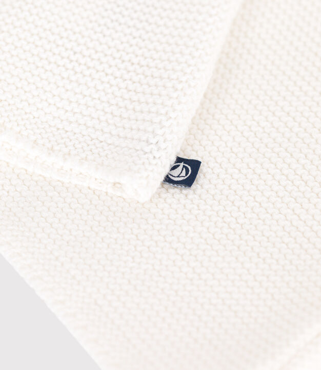 Cardigan unisex per neonati in cotone tinta unita bianco