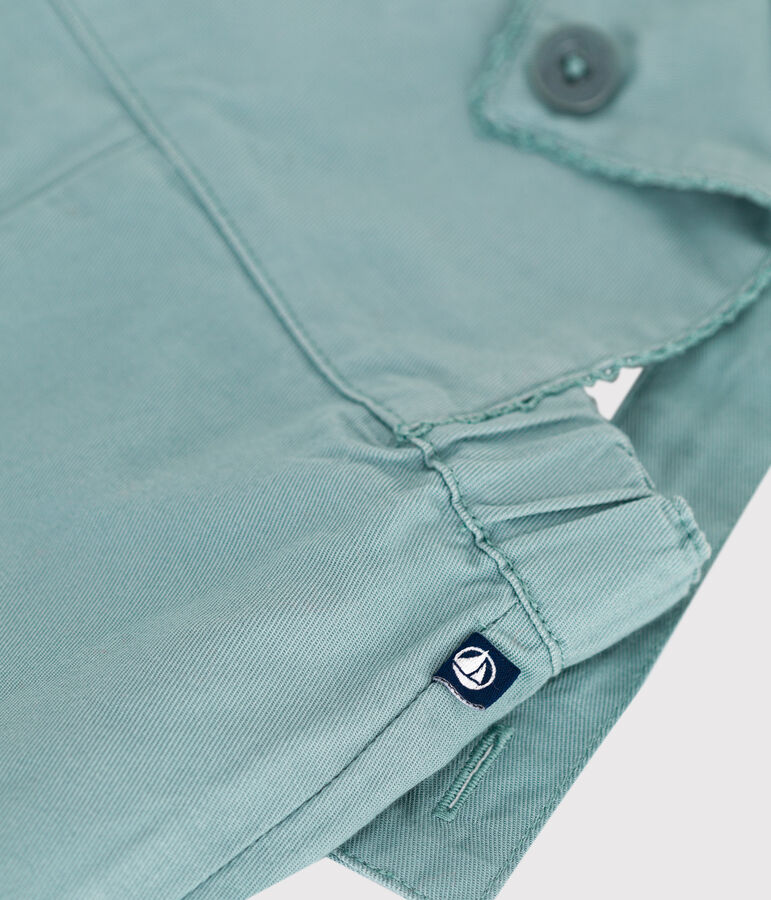 Salopette corta in cotone tinta unita neonato verde