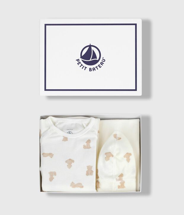 Confezione regalo in cotone con stampa neonato bianco/BRUN