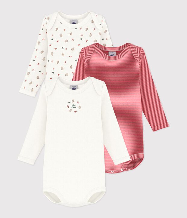 Set di body a maniche lunghe in cotone con stampa Natale neonato multicolore