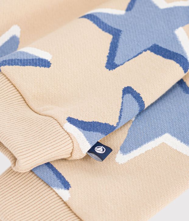 Felpa in cotone con stampa a cuori neonato beige/multicolore