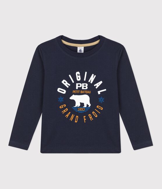 T-shirt bambino a maniche lunghe in cotone blu RUISSEAU/ SMOKING