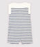 Tutina corta  in cotone/lino a righe bebè maschio bianco MARSHMALLOW/blu MEDIEVAL