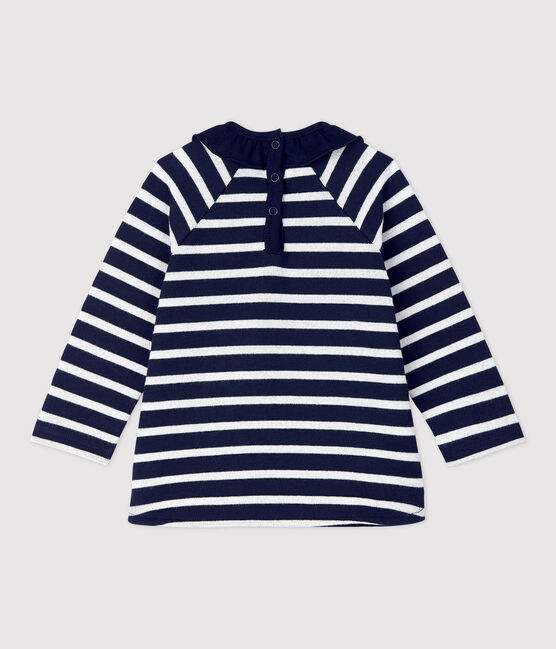 Blusa in cotone bebè. blu SMOKING/ MARSHMALLOW ARGENT BRILLANT