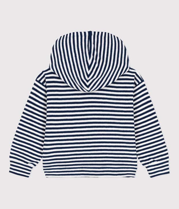 Felpa a righe con cappuccio bambino blu/bianco