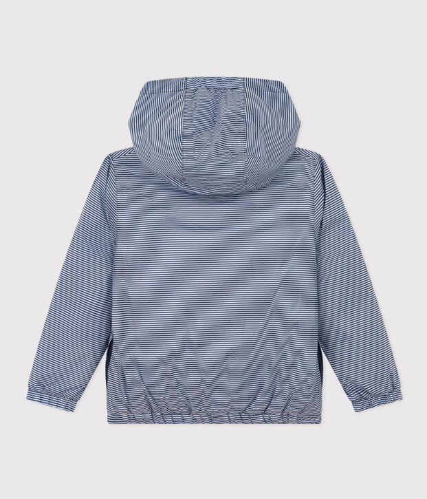 Giacca  antivento calda in poliestere riciclato bambino unisex blu/bianco