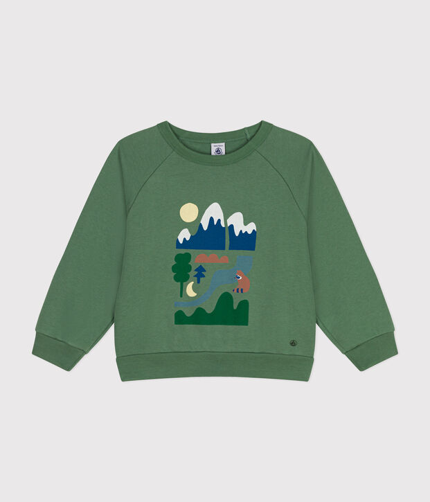 Maglia in tessuto felpato bambino verde