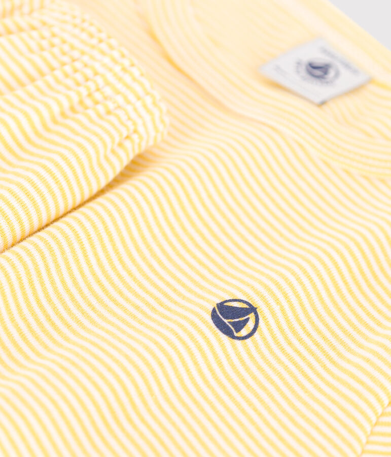 Pigiama corto in cotone a righe bambino giallo/bianco