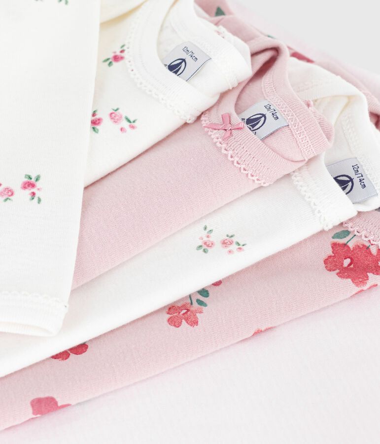Set di body a maniche lunghe in cotone con stampa a fiori neonato multicolore