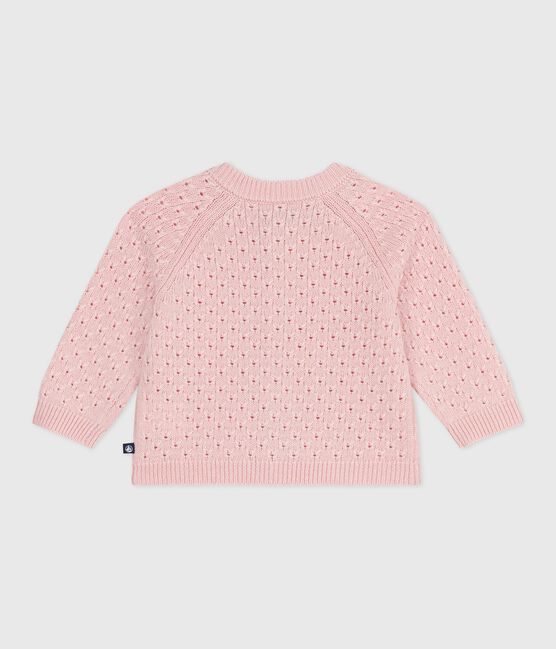 Cardigan in maglia di misto lana e cotone tinta unita neonato rosa JOLI