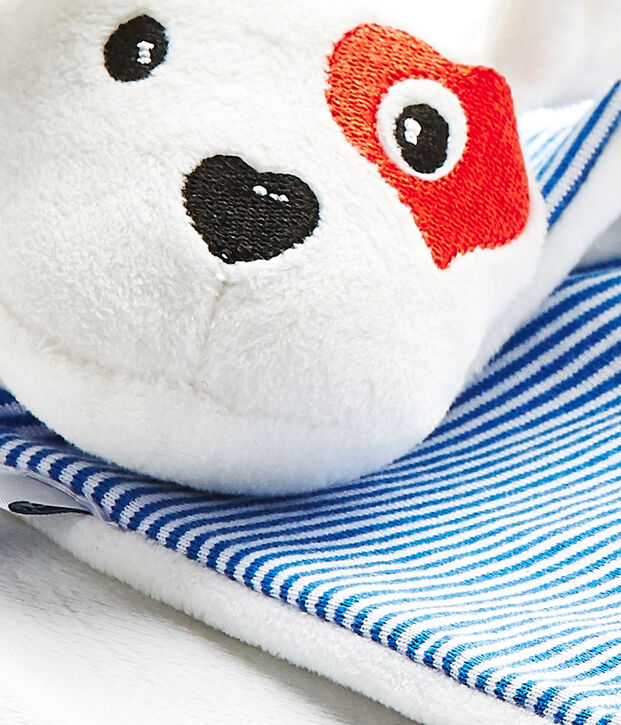 Doudou piatto cane bianco/multicolore