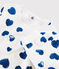 Pigiama ragazza fantasia cuori a costine bianco MARSHMALLOW/blu BLEU