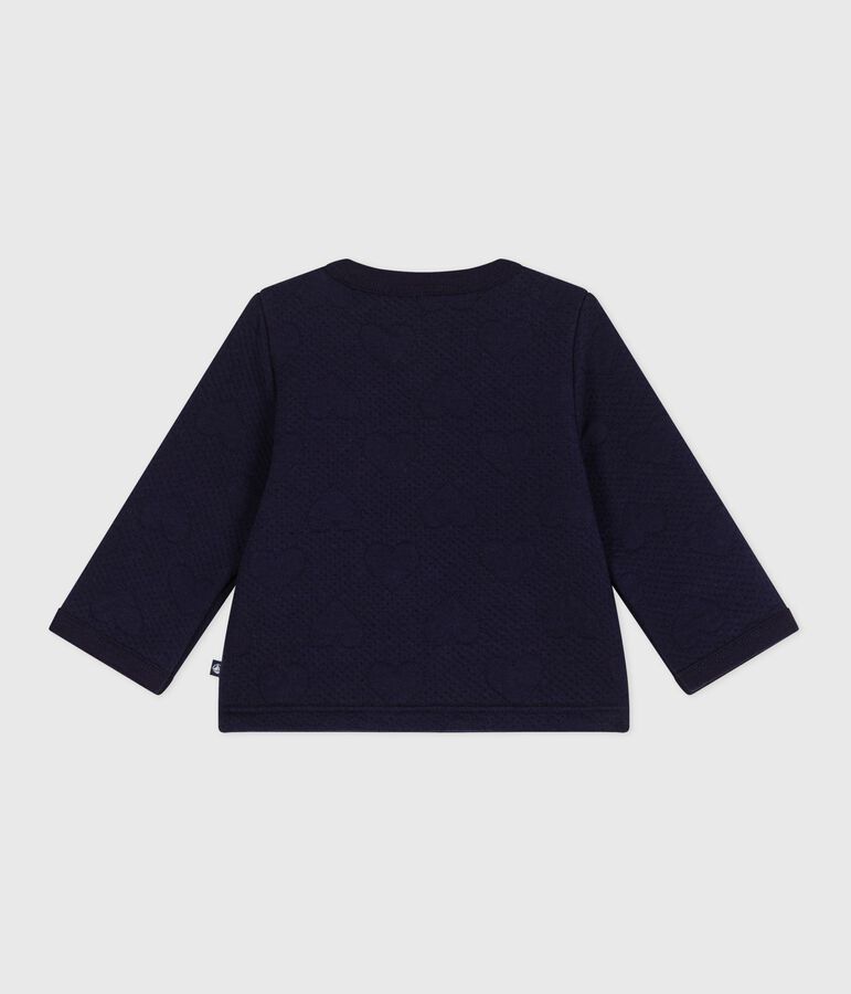 Cardigan in cotone spesso con motivo a cuori neonata blu