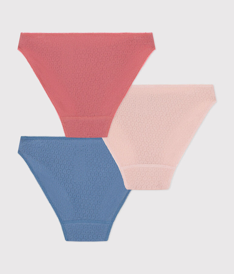 Set di 3 slip in cotone traforato donna multicolore