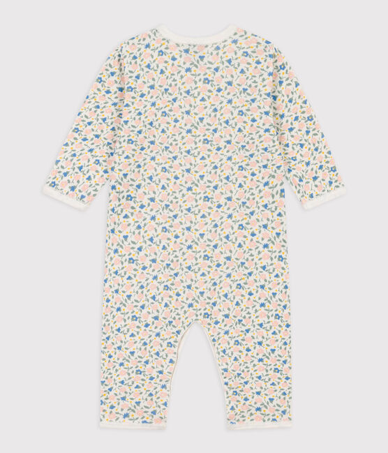 Tutina pigiama senza piedi a fiori in cotone bianco MARSHMALLOW/bianco MULTICO