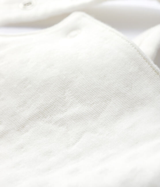 Salopette bianca bebè in tubique di cotone biologico bianco MARSHMALLOW