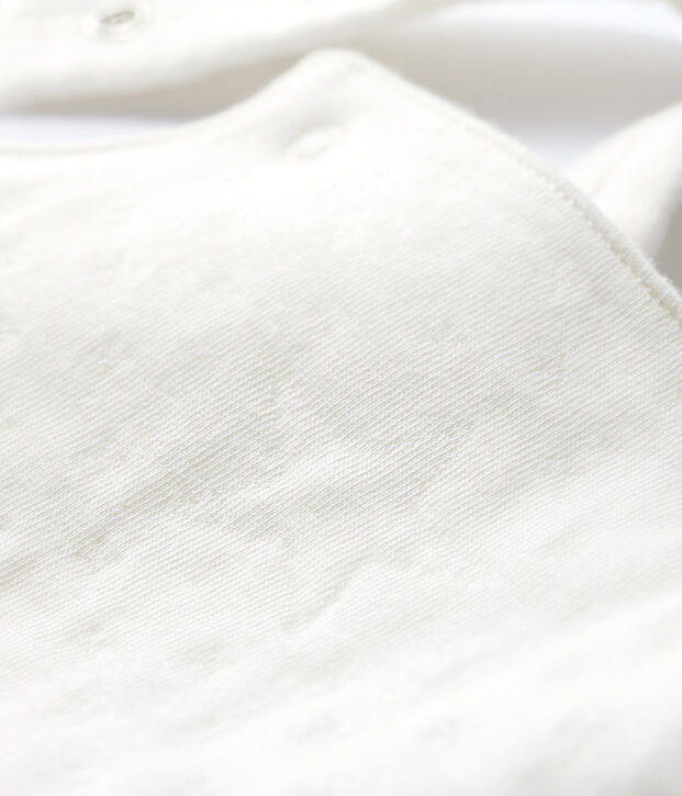 Salopette bianca beb&egrave; in tubique di cotone biologico bianco