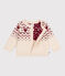 Cardigan in maglia di misto lana e cotone con motivo a cuori neonata ecru AVALANCHE/ AMARANTE