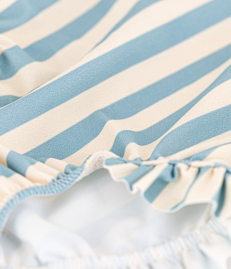 Costume da bagno intero beb&egrave; in materiale riciclato verde/ecru